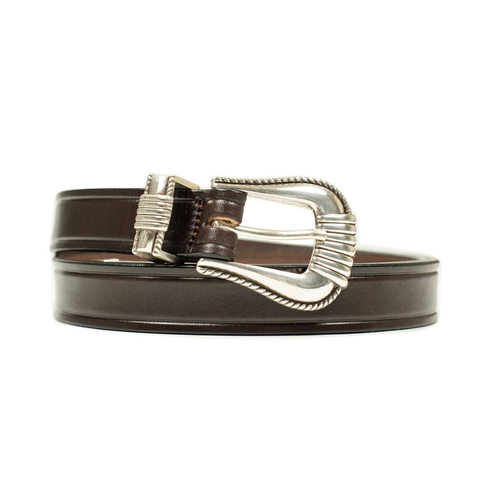 Monitaly Extended 1 inch Western belt in havana brown leather