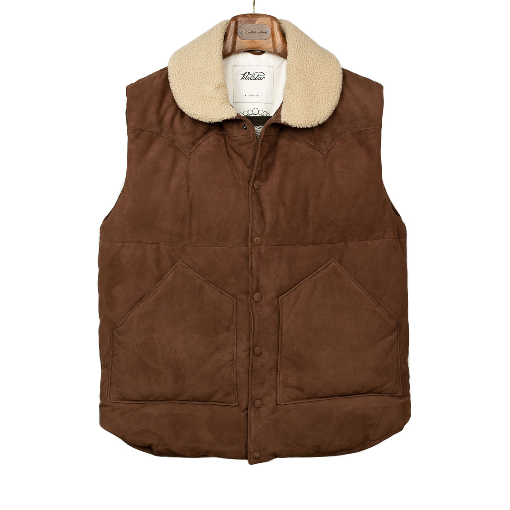 Valstar Padded vest in brown suede – No Man Walks Alone