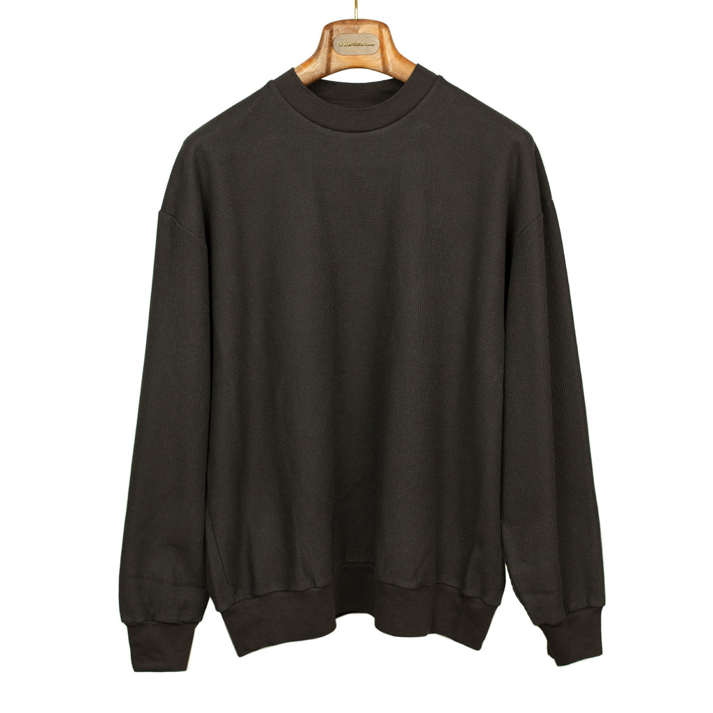 Rough and Smooth crewneck thermal in brown cotton and poly