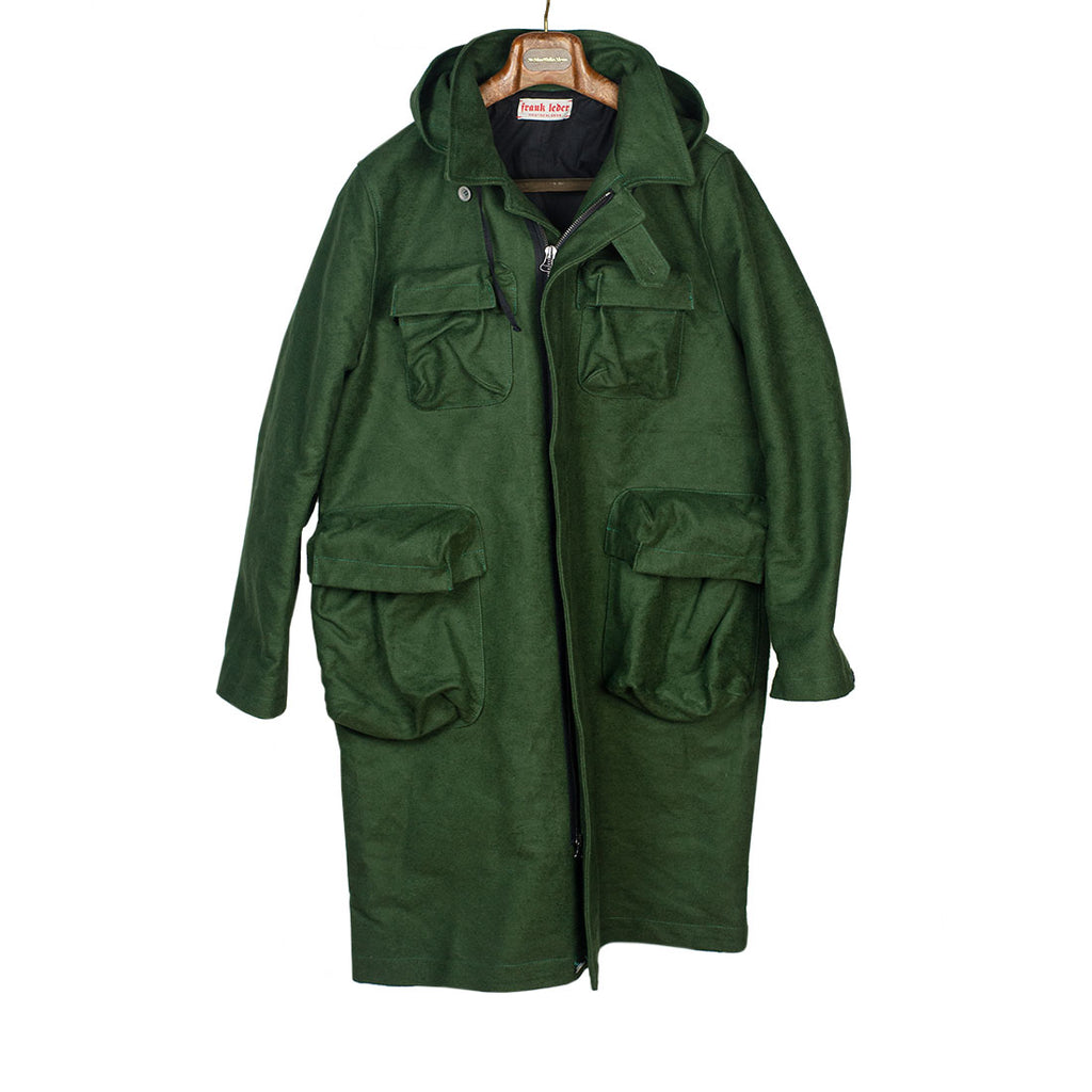 FRANK LEDER フーデッドコート マウンテンパーカー Frank Leder Hooded parka in green Deutschleder cotton – No Man