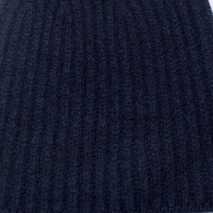 Marino navy blue wool and cashmere ribbed fisherman hat