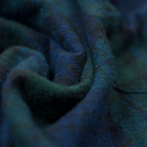 Bonfim green & blue blackwatch plaid cotton flannel shirt