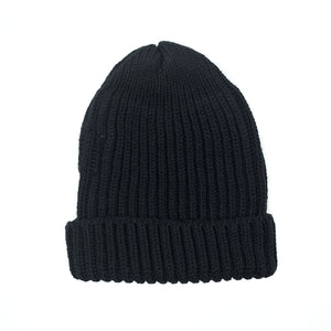 Chunky ribbed wool hat in black (restock)