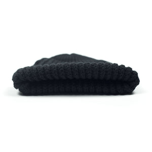 Chunky ribbed wool hat in black (restock)