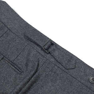 Higher-rise side tab trousers in mid grey wool flannel (restock)