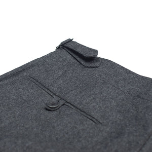 Higher-rise side tab trousers in mid grey wool flannel (restock)