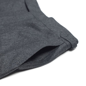 Higher-rise side tab trousers in mid grey wool flannel (restock)