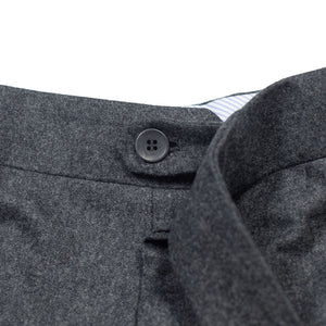 Higher-rise side tab trousers in mid grey wool flannel (restock)