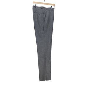 Higher-rise side tab trousers in mid grey wool flannel (restock)