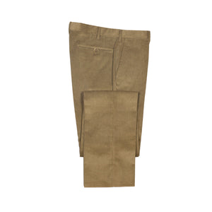 Mid-rise belt loop trousers in beige corduroy cotton (restock)