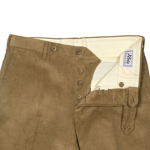 Mid-rise belt loop trousers in beige corduroy cotton (restock)