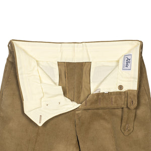 Mid-rise belt loop trousers in beige corduroy cotton (restock)