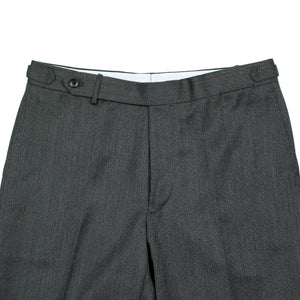 Higher-rise side tab trousers in grey melange cavalry twill wool (restock)