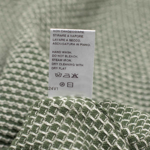 Beechworth short sleeve knit polo in green and white cotton and linen