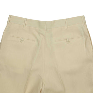 Exclusive Brooklyn double-pleated high-rise wide trousers in cream linen