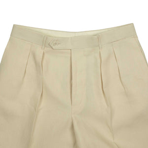 Exclusive Brooklyn double-pleated high-rise wide trousers in cream linen