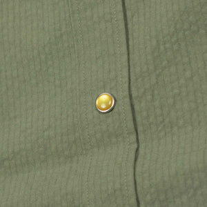 Western shirt in green cotton seersucker with yellow snaps (restock)