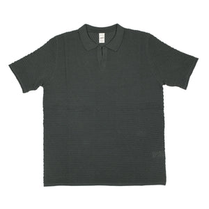 Bubble-knit short sleeve cotton polo shirt, grey
