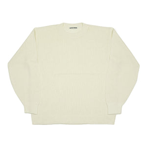 Crewneck sweater in ecru cotton and paper