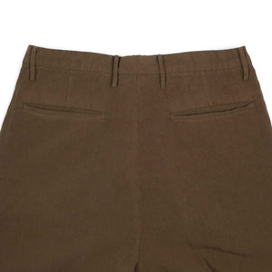 Double pleated trousers in cocoa brown cotton linen (separates)