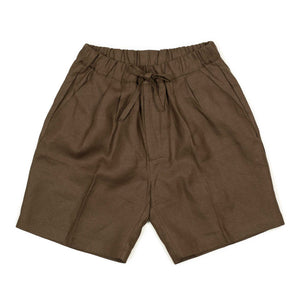 Long Chocolate Brown Pleated Shorts