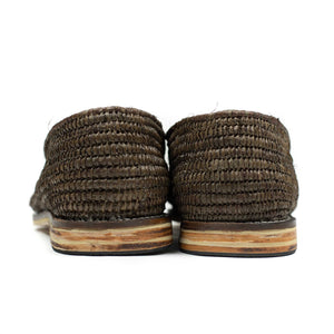 x El Karti: handmade Moroccan raffia penny loafers, brown