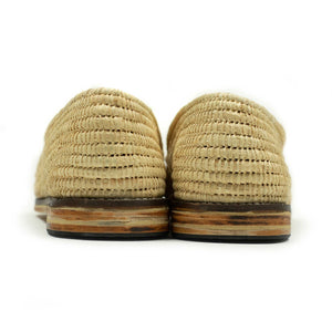 x El Karti: handmade Moroccan raffia penny loafers, natural