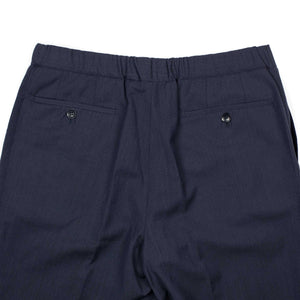 Exclusive pleated easy pants in navy cotton and wool