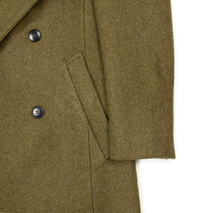 Double-breasted long Great Coat in forest green wool (10th Anniversary Capsule)