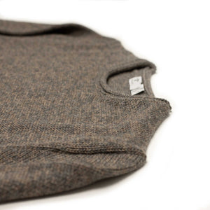 Rolled edge tunic sweater in Bulrush brown alpaca silk mix