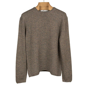 Rolled edge tunic sweater in Bulrush brown alpaca silk mix