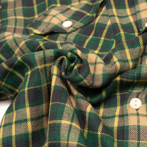 Washed flannel workshirt in Wisconsin White Pine plaid cotton