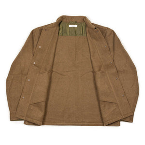 Work jacket in heavyweight brown brushed cotton melton