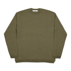 Long sleeve knit t-shirt in dark olive cotton