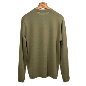 Long sleeve knit t-shirt in dark olive cotton