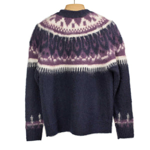 Nordic sweater in navy blue and deep purple wool