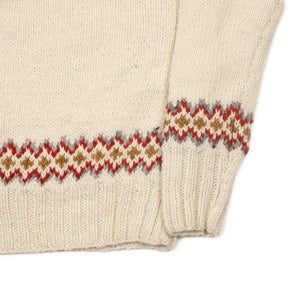 Chamula handknit crewneck sweater in ivory Fair Isle merino wool