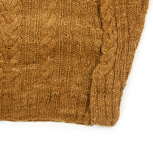 Chamula handknit fisherman pullover in Dark Gold merino wool