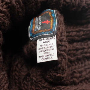 Chamula handknit fisherman turtleneck in Chocolate brown merino wool