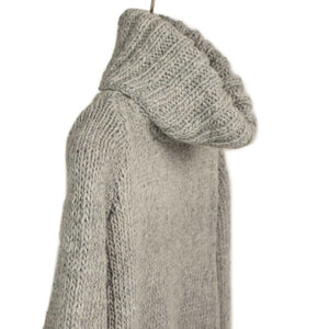 Chamula handknit turtleneck sweater in Pearl Grey merino wool
