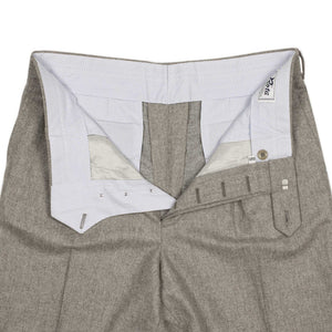 Exclusive Manhattan pleated high-rise wide trousers in oatmeal wool flannel