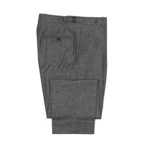 Westside side-tab high-rise wide tapered pleated trousers in grey melange wool twill (restock)