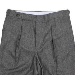 Westside side-tab high-rise wide tapered pleated trousers in grey melange wool twill (restock)