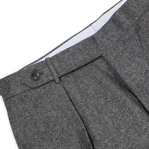 Exclusive Westside side-tab pleated high-rise wide trousers in grey melange wool twill