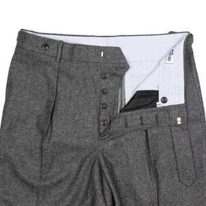 Westside side-tab high-rise wide tapered pleated trousers in grey melange wool twill (restock)