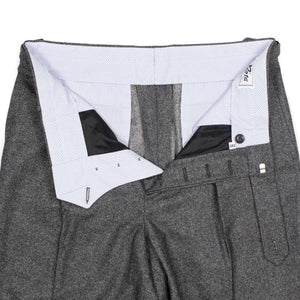 Westside side-tab high-rise wide tapered pleated trousers in grey melange wool twill (restock)