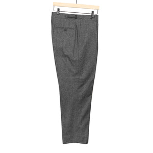 Exclusive Westside side-tab pleated high-rise wide trousers in grey melange wool twill