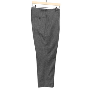 Westside side-tab high-rise wide tapered pleated trousers in grey melange wool twill (restock)