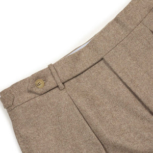 Westside side-tab high-rise wide tapered pleated trousers in beige large herringbone wool (restock)