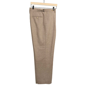 Westside side-tab high-rise wide tapered pleated trousers in beige large herringbone wool (restock)